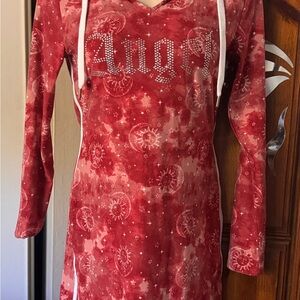 Red Long Sleeve Hoodie Dress